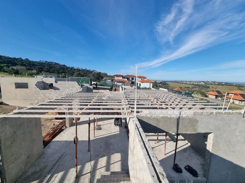 A suspended floor under construction on a coastal site.